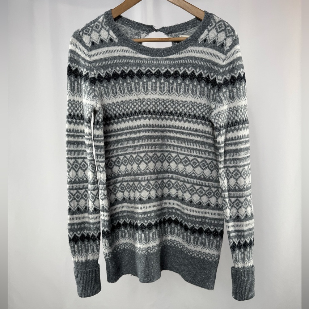 Abercrombie &‎ Fitch Metallic Thread Knit Sweater in Gray White Size XS